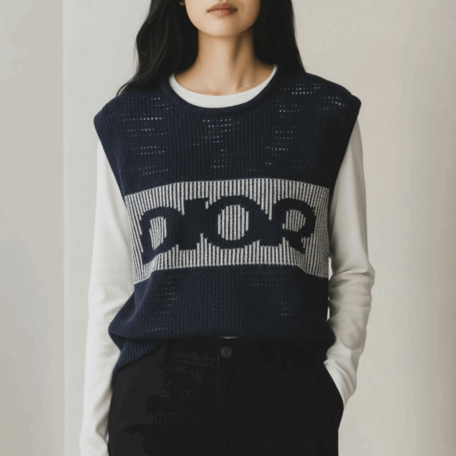 Dior Knitted Blue Sleeveless Sweater