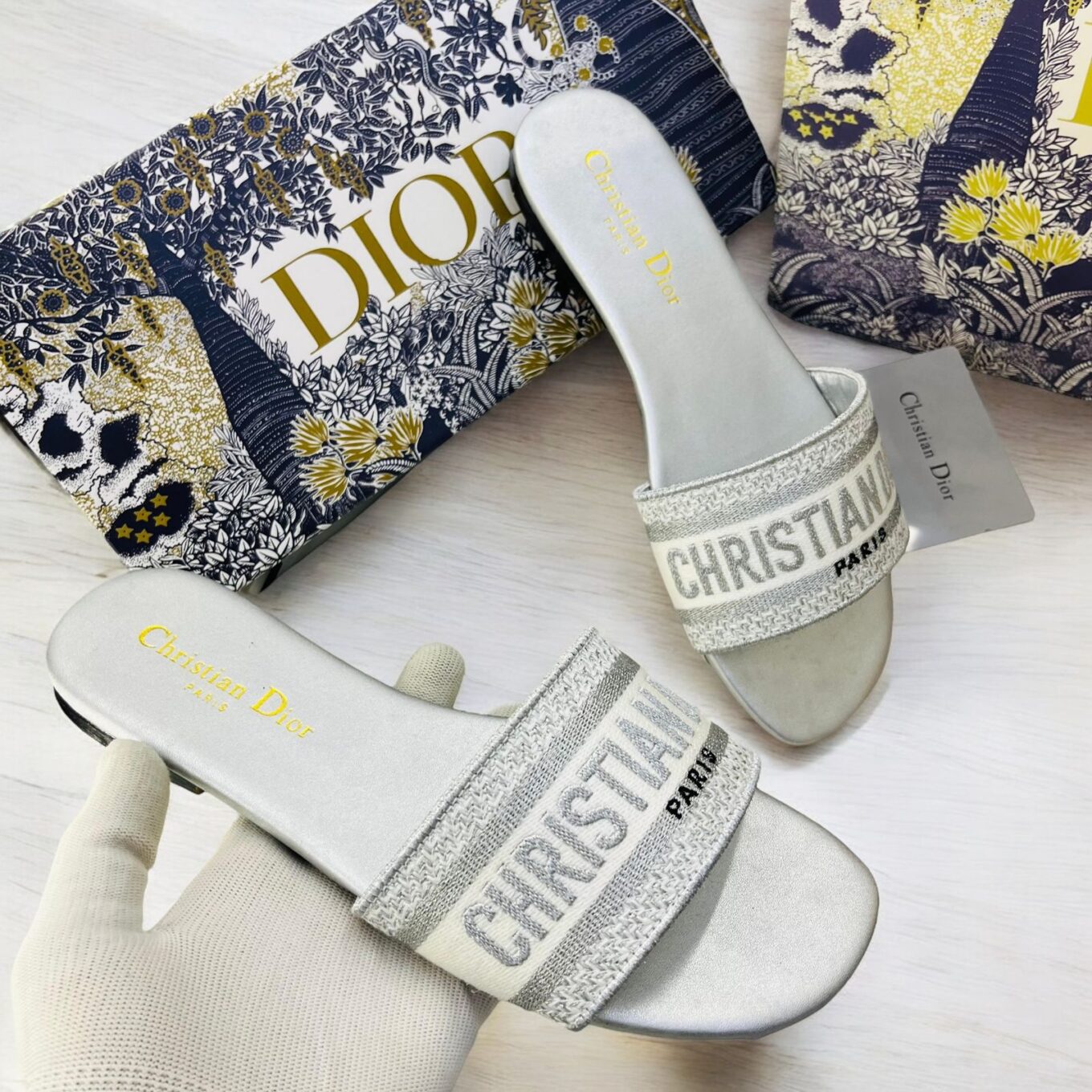 Christian Dior Silver Dway Slide