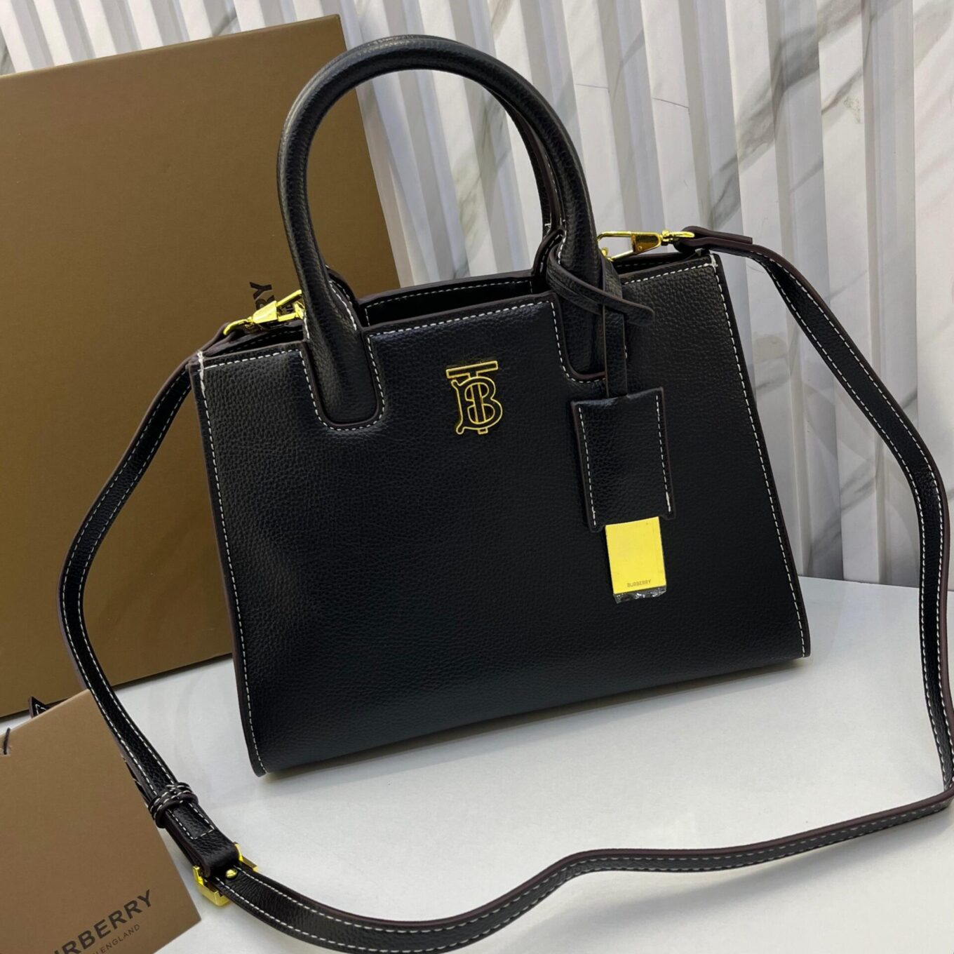 Burberry Mini Frances Black Handbag (With Box)
