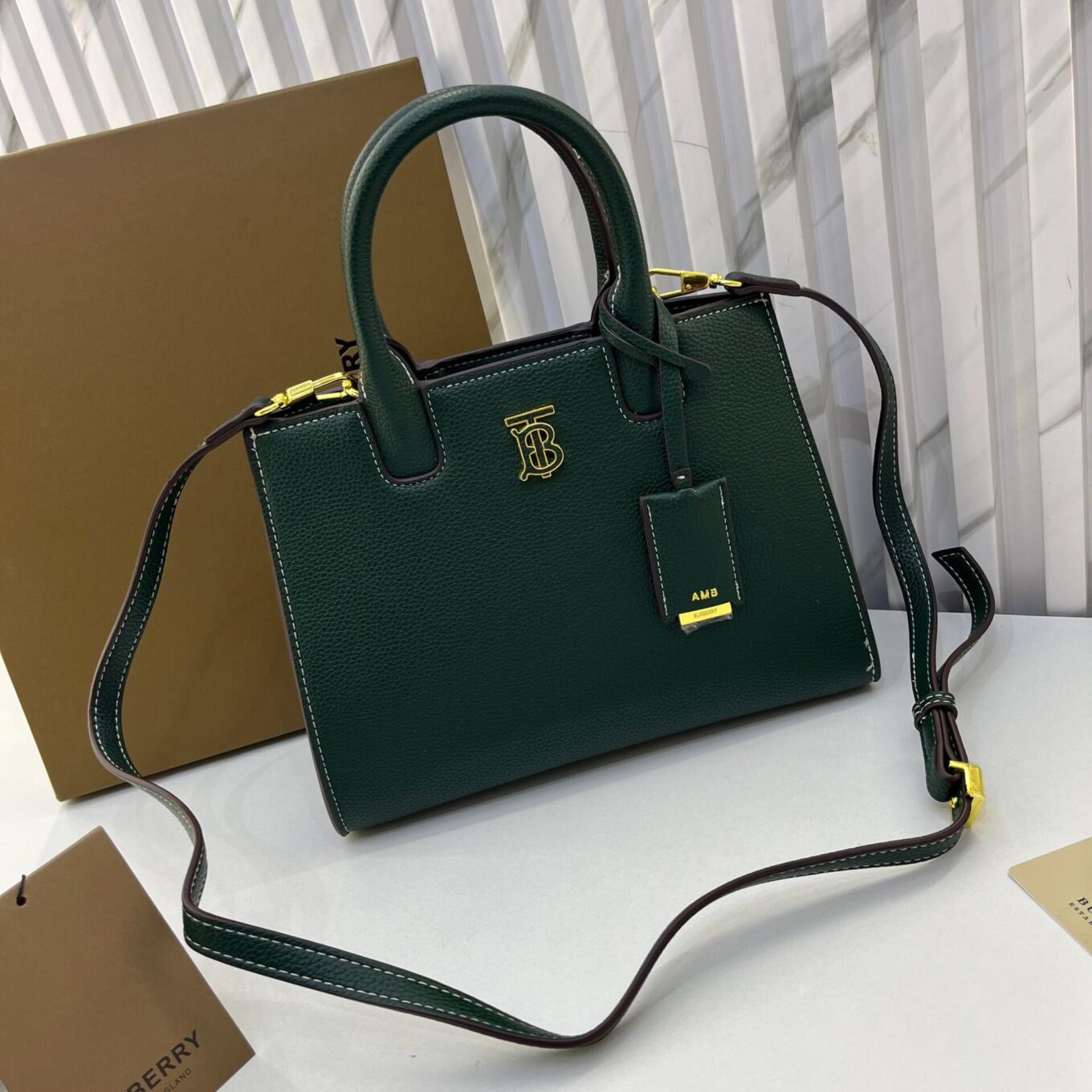 Burberry Mini Frances Green Handbag (With Box)
