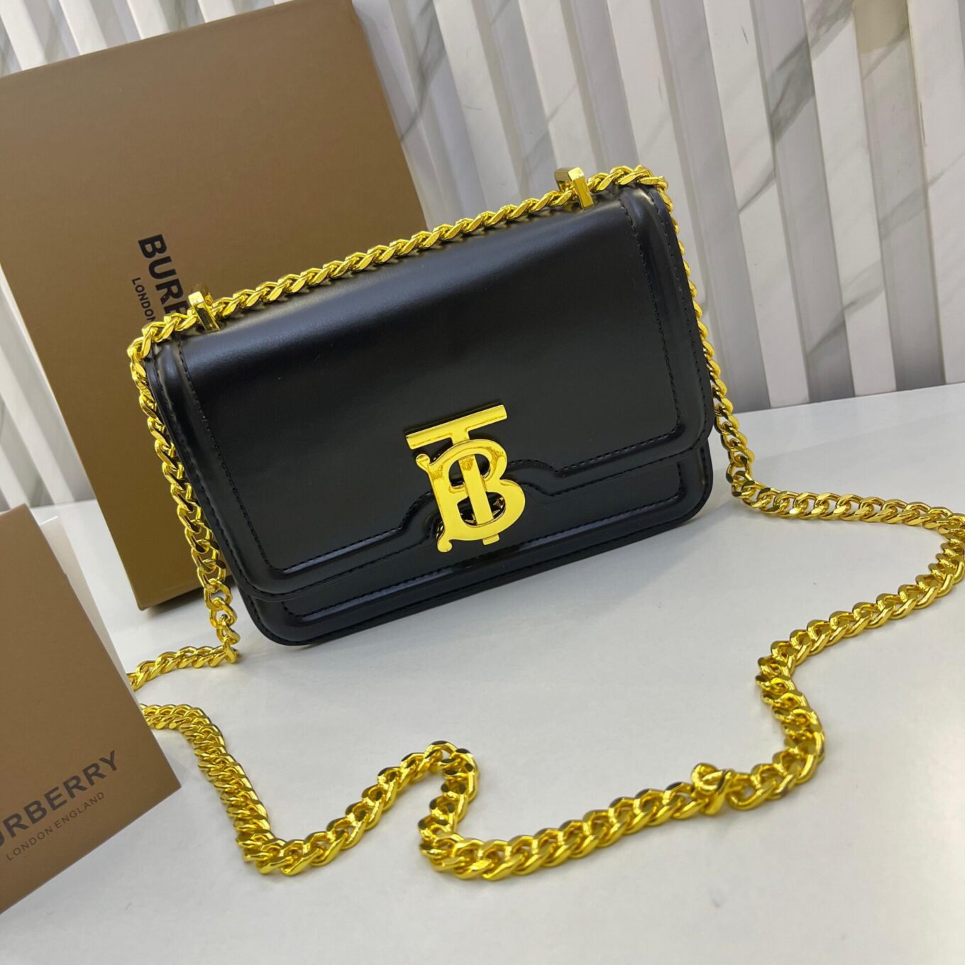 Burberry TB Black Chain Sling Bag (With Box)