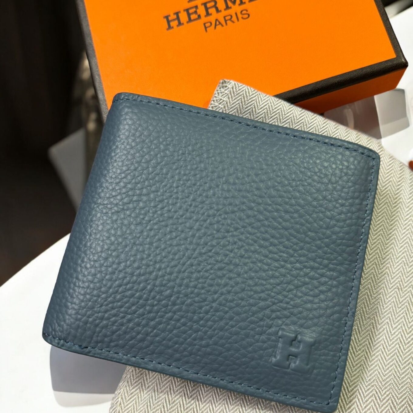 Hermes Greyish Blue H Premium Men’s Wallet