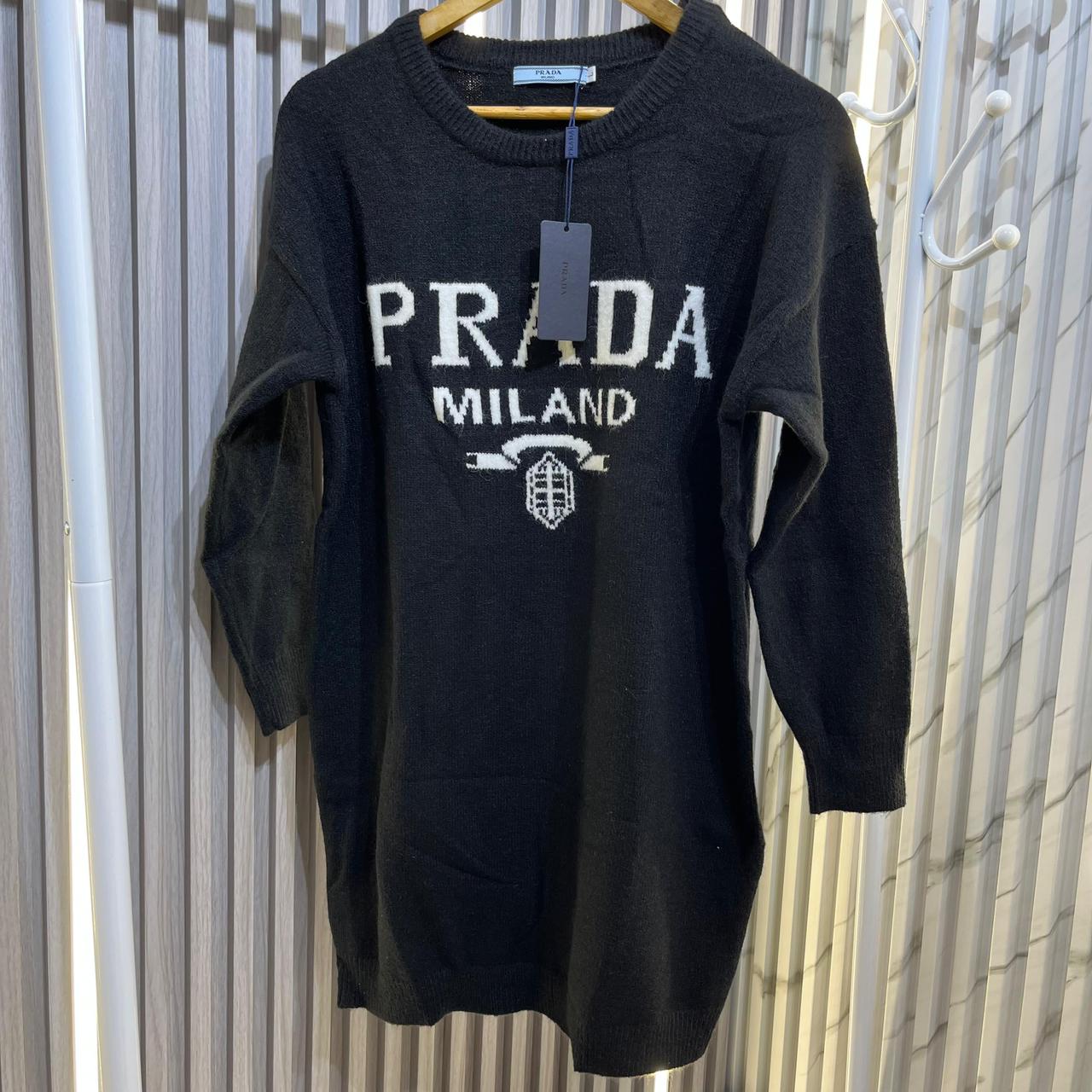 Prada Knitted Black Warm Dress With Matching Long Socks