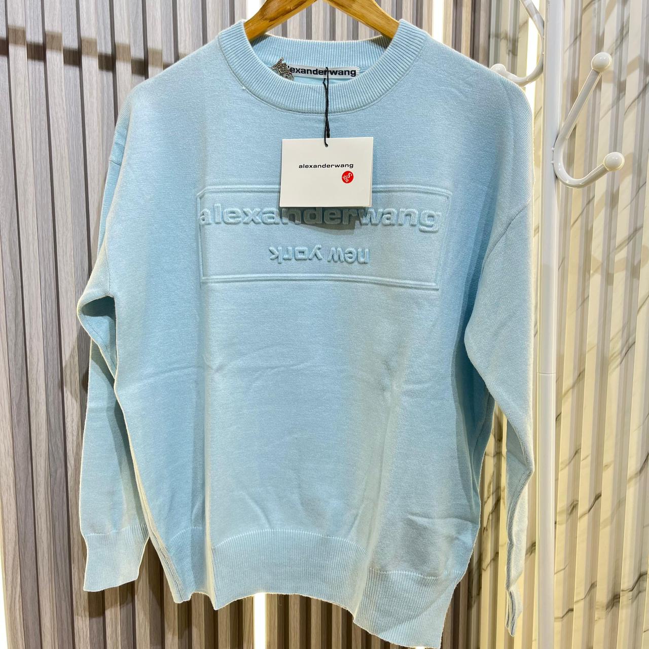 Alexander Wang Full Sleeve Blue Warm Pullover