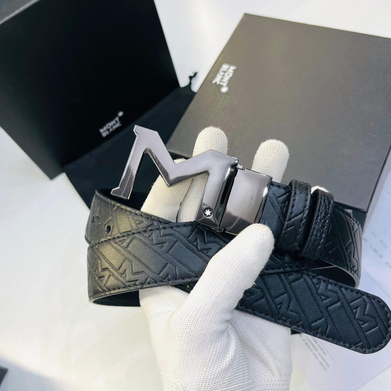 Montblanc Silver Mono Premium Men’s Belt