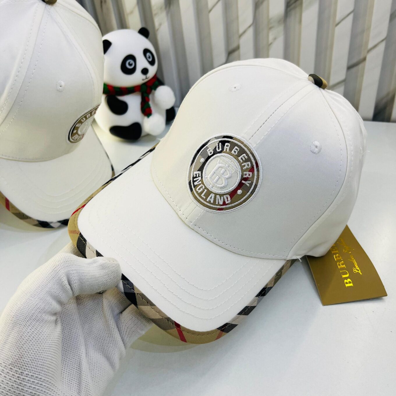 Burberry White Signature Baseball Cap