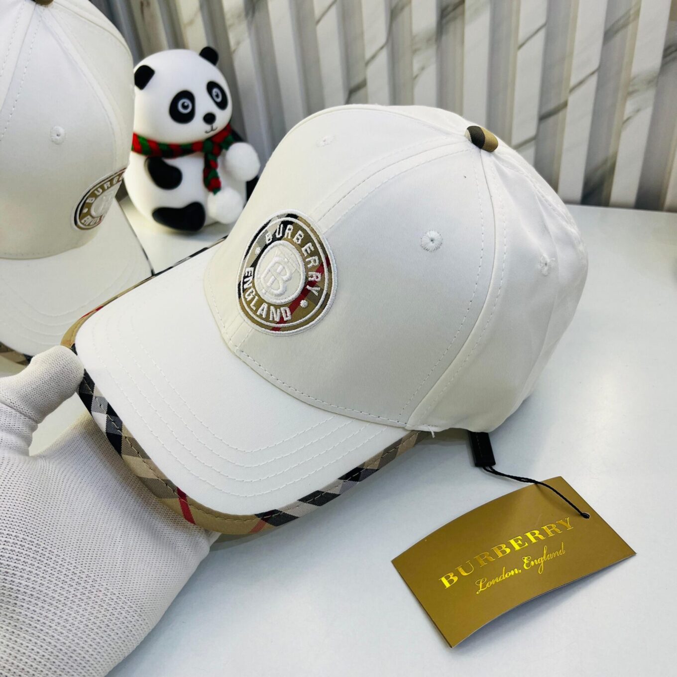 Burberry White Signature Baseball Cap