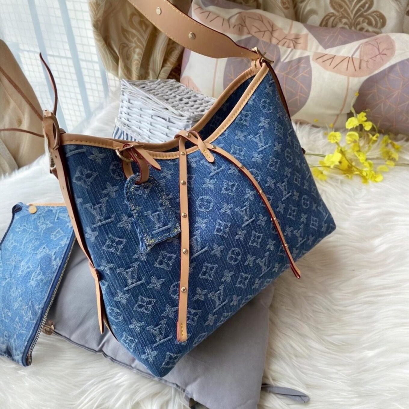 Louis Vuitton Denim Carryall Tote Bag