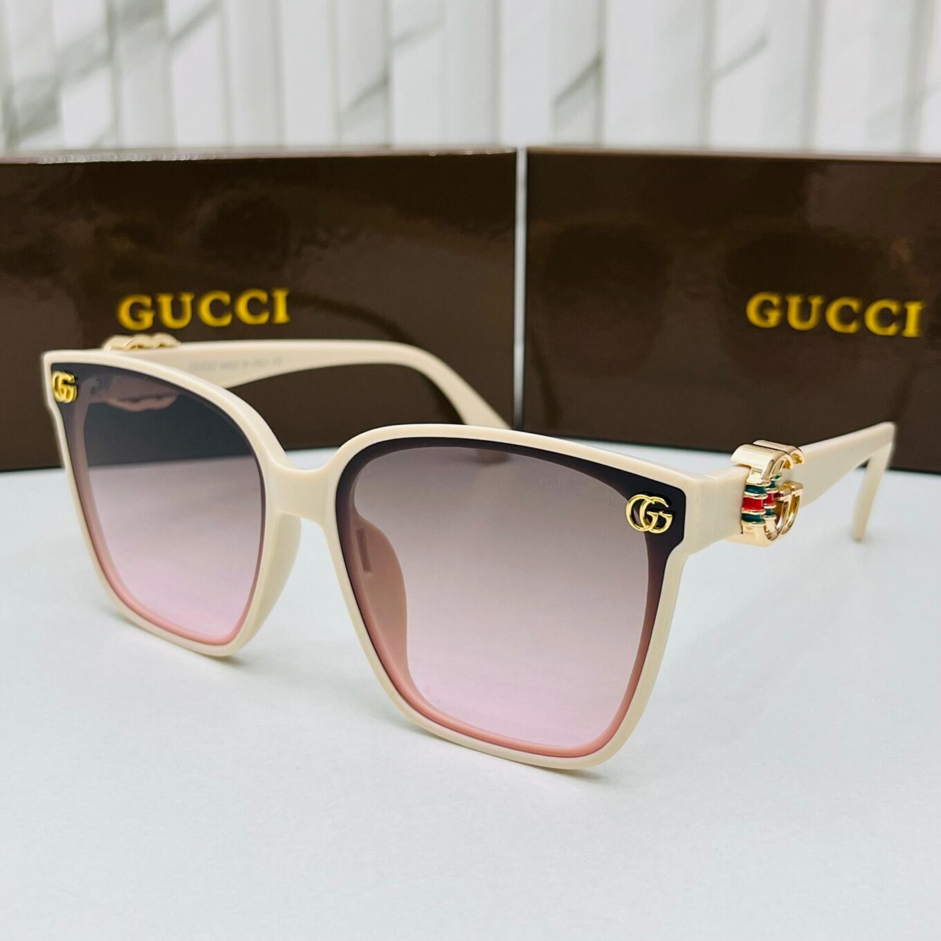 Gucci Wayfarer White Sunglass For women