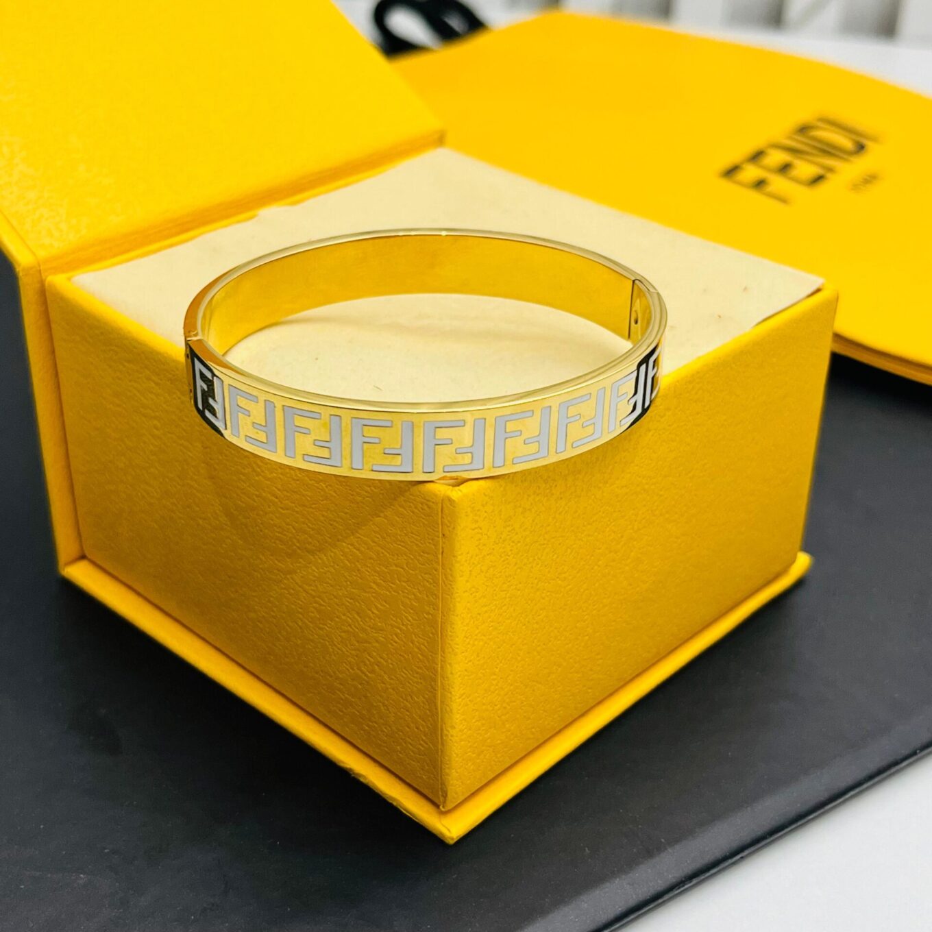 Fendi Gold FF White Bracelet