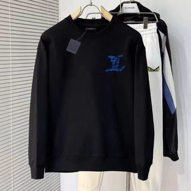 Louis Vuitton Blue Logo Black Sweatshirt