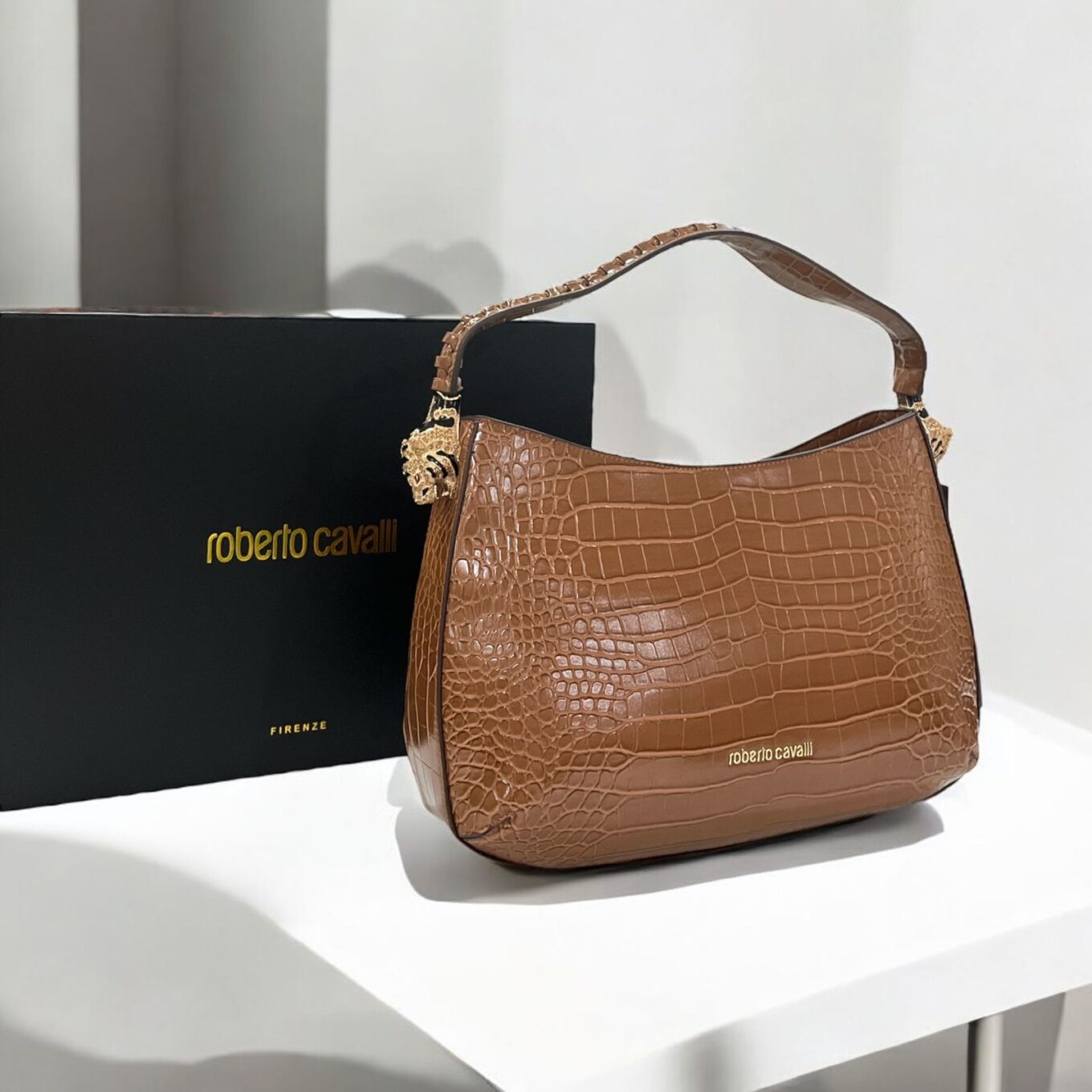 Roberto Cavalli Roar Brown Shoulder Bag