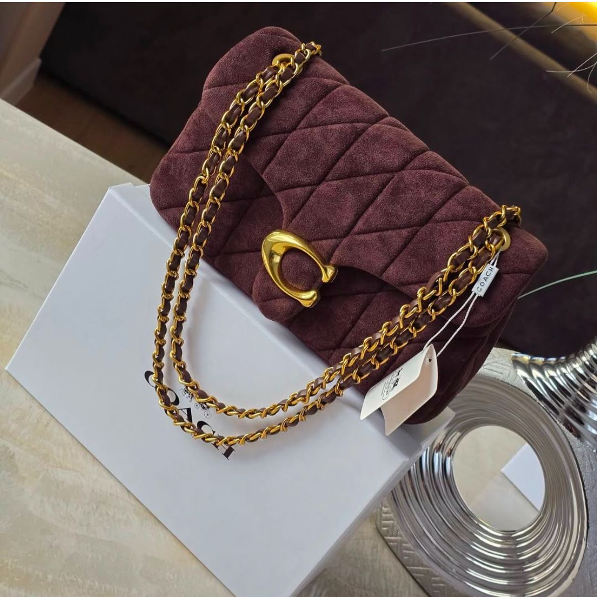 Coach Upcrafted Tabby Wine Sling Bag (With Box)