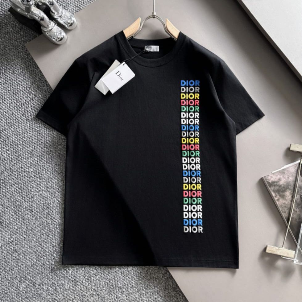 Dior Black Colorful Tshirt
