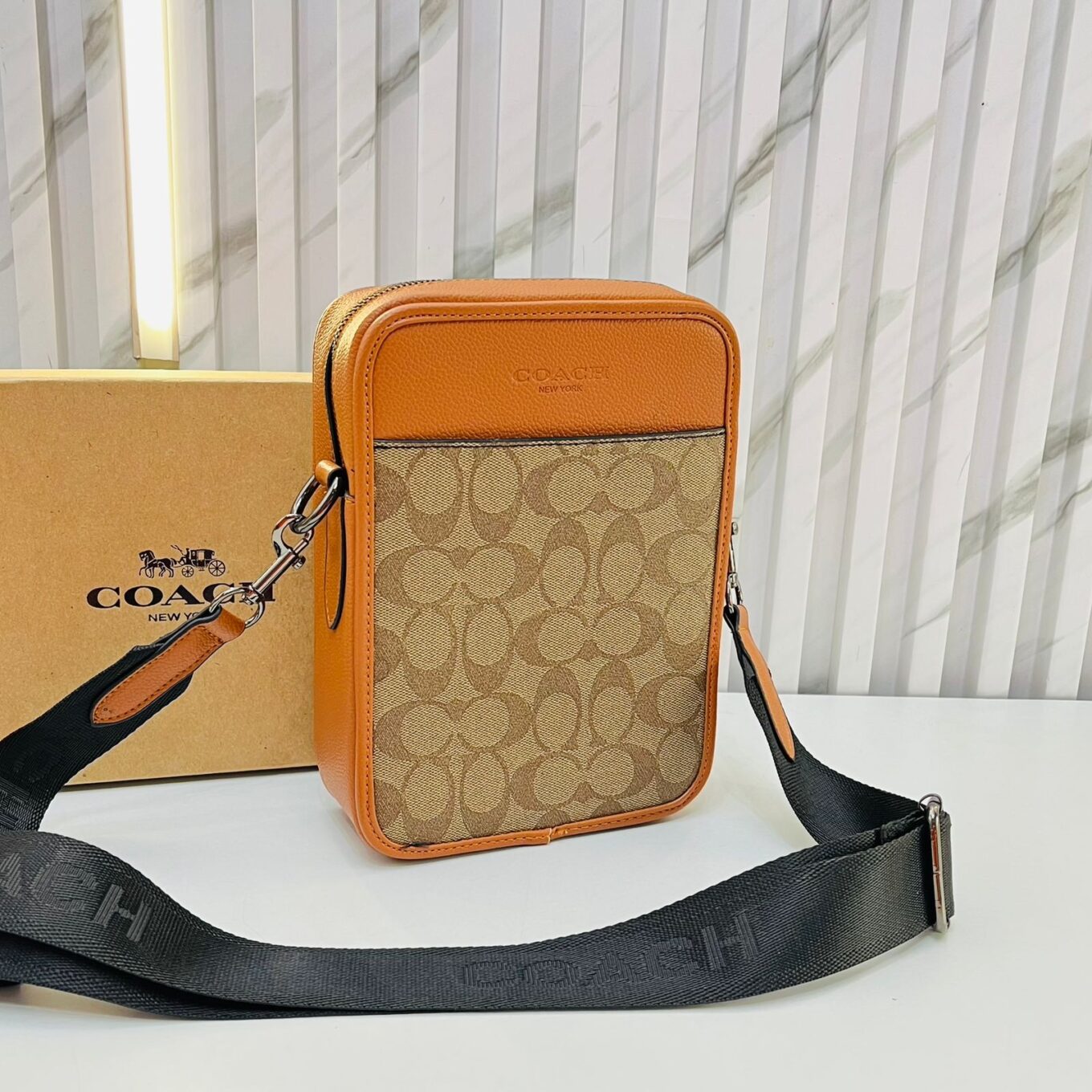 Coach Apricot Brown Messenger Bag (With Box)