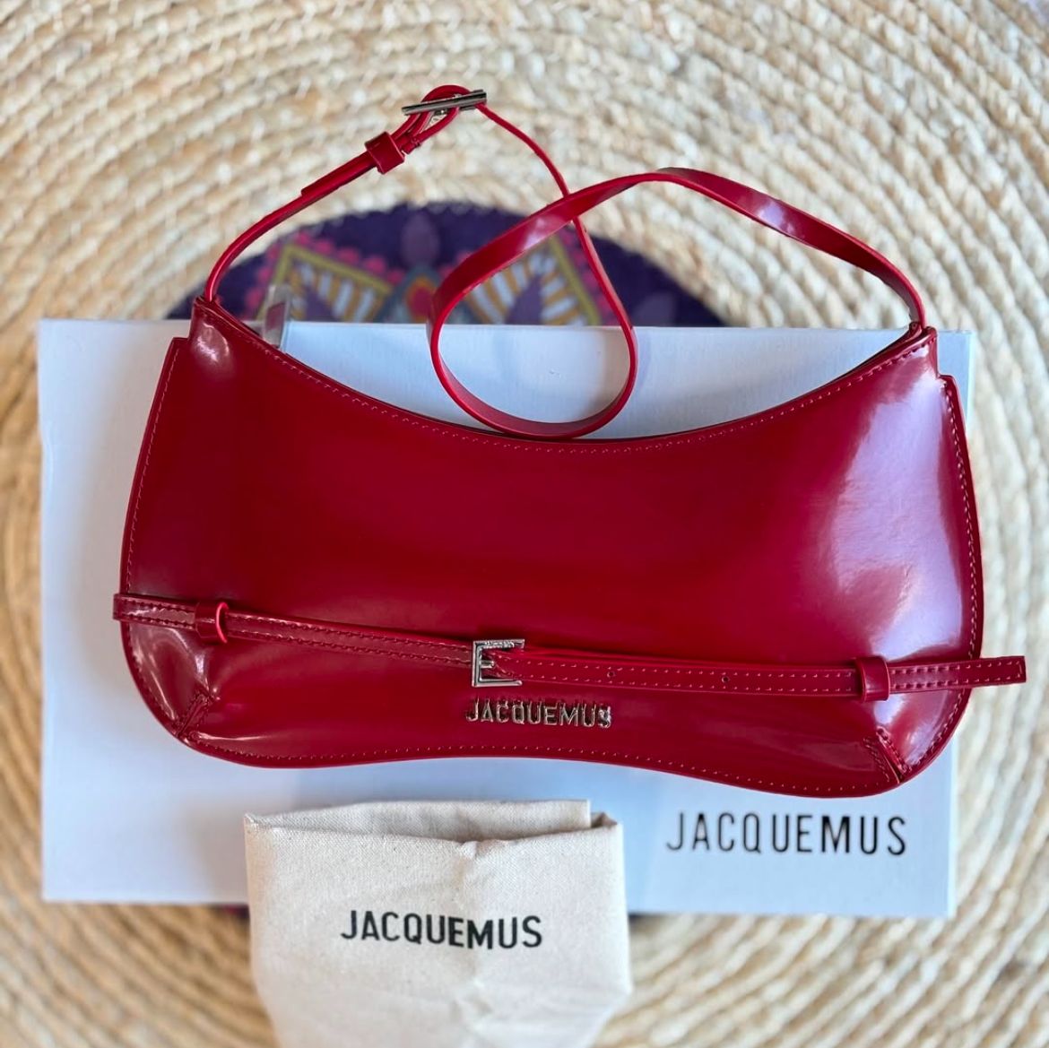 Jacquemus Le Bisoi Red Patent Shoulder Bag (With Box)