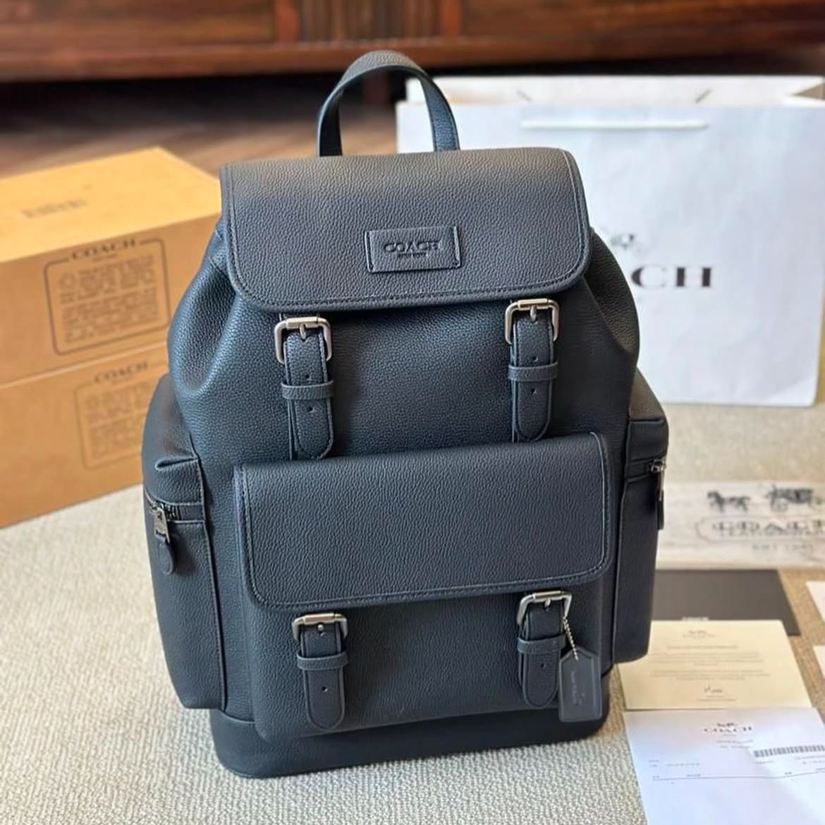 Coach All Black Jacquard Backpack