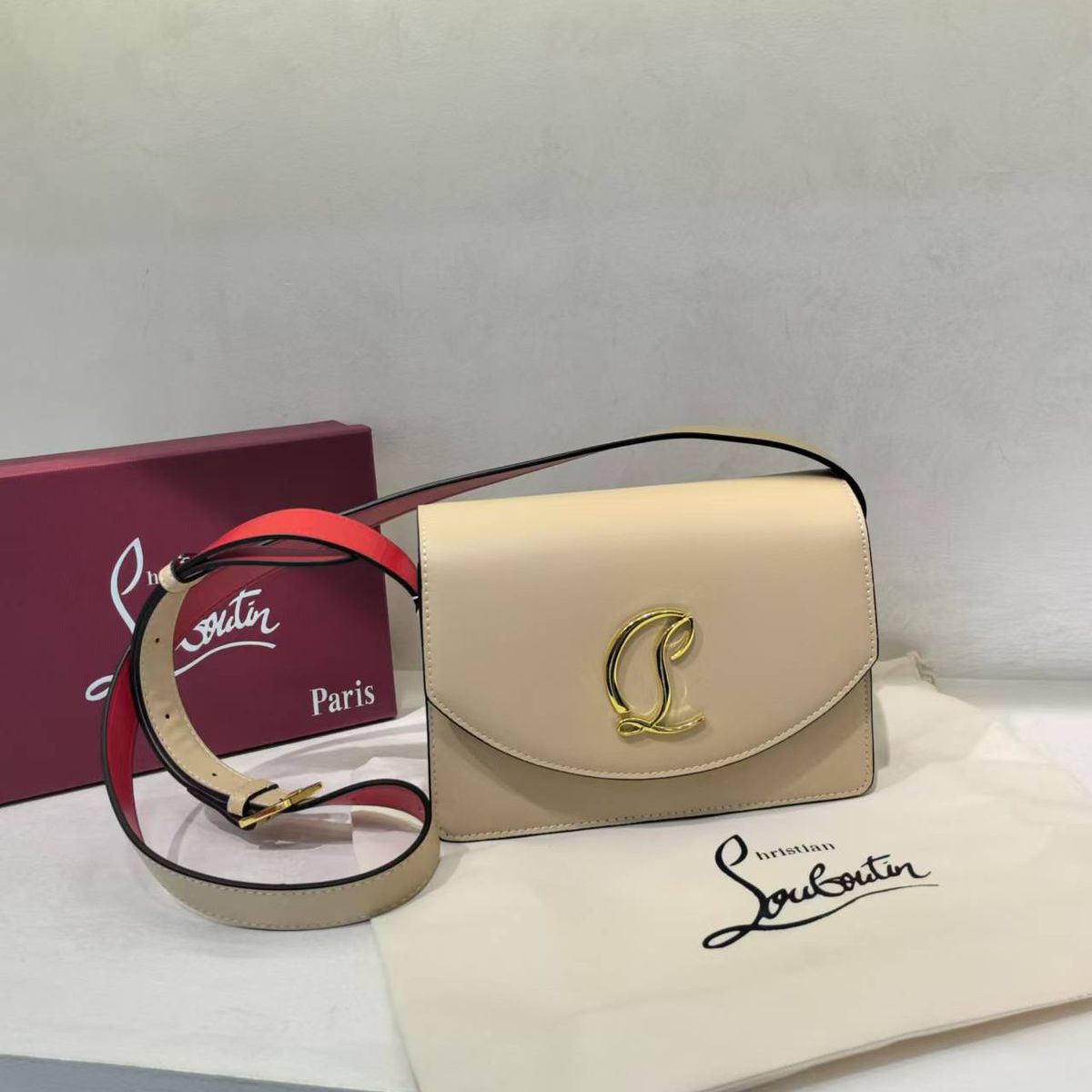 Christian Louboutin Loubi54 Apricot Sling Bag (With Box)