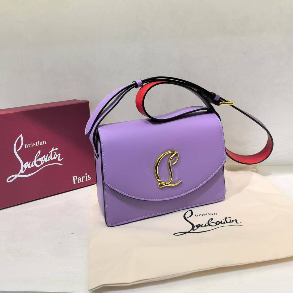 Christian Louboutin Loubi54 Purple Sling Bag (With Box)