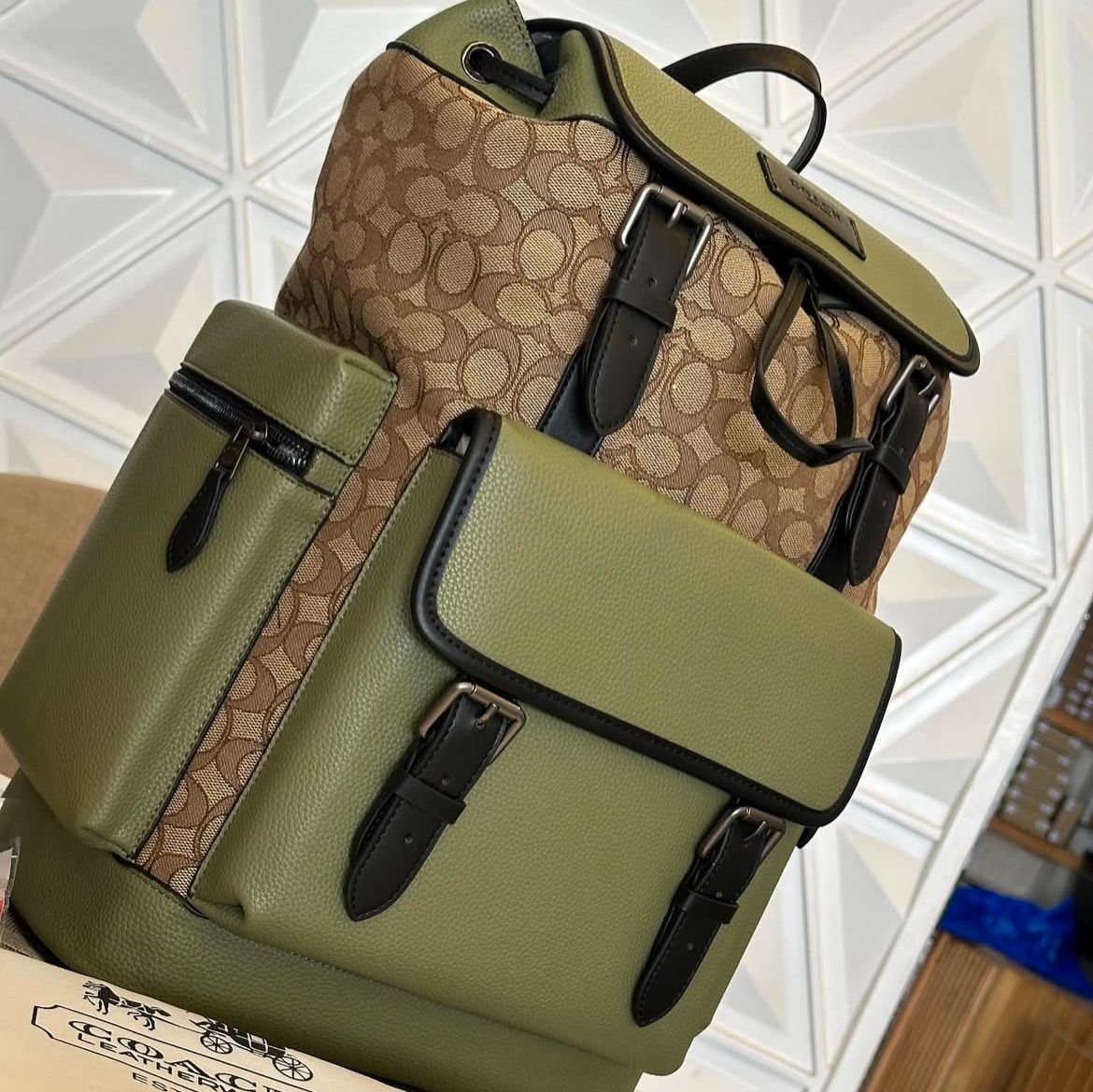 Coach Apricot Green Premium Backpack