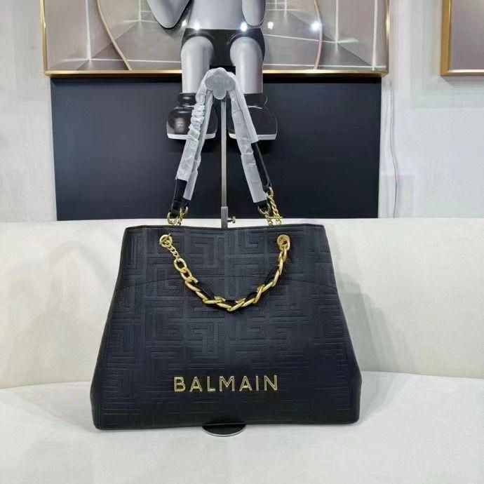 Balmain 1945 Black Embossed Tote Bag - TheLuxuryTag