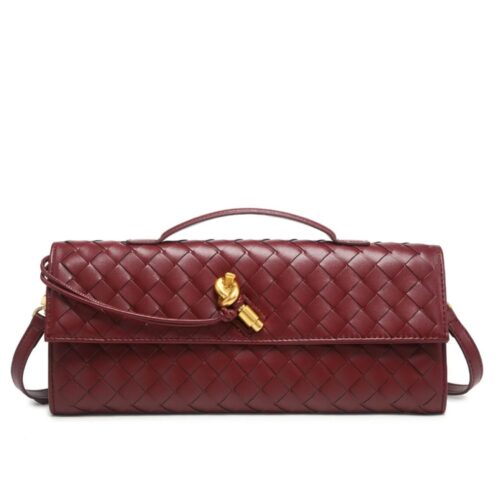 WhatsApp Image 2025-01-31 at 5.14.17 PM Bottega Veneta Maroon Long Andiamo Clutch Bag (With Box)