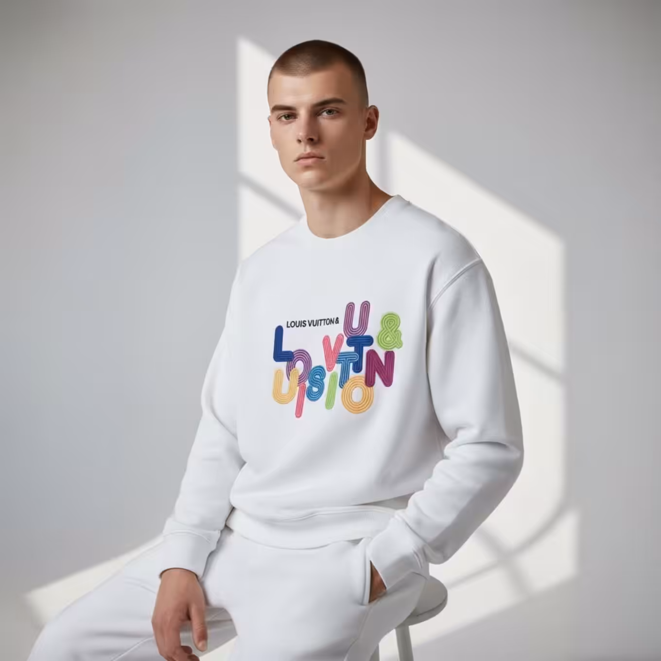 Louis Vuitton Rainbow Logo White Sweatshirt