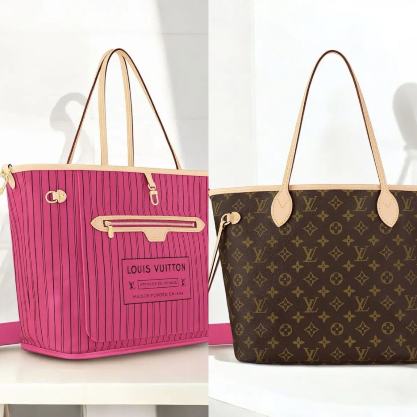 Louis Vuitton Neverfull Inside Out Pink Tote Bag