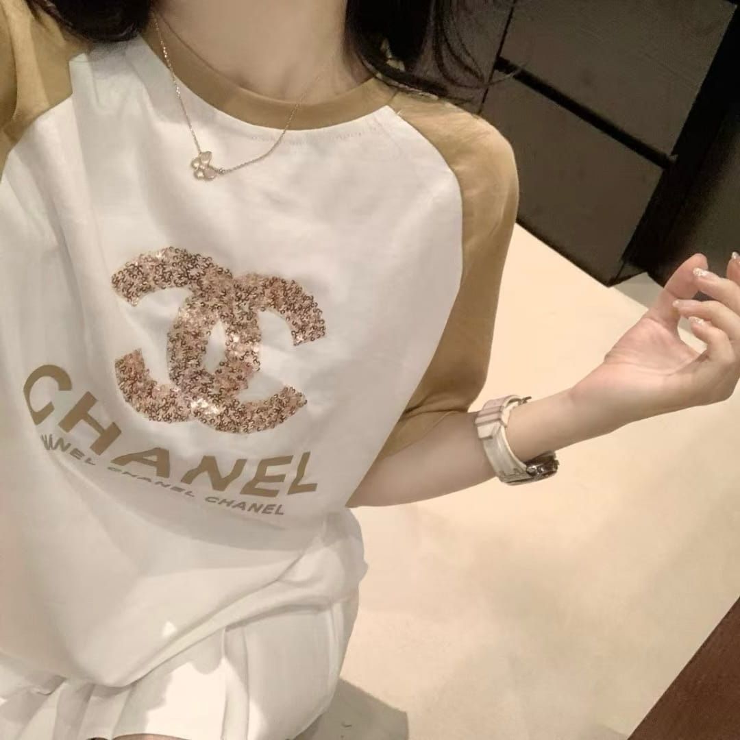 Chanel White Khaki Oversized T-shirt  For Women