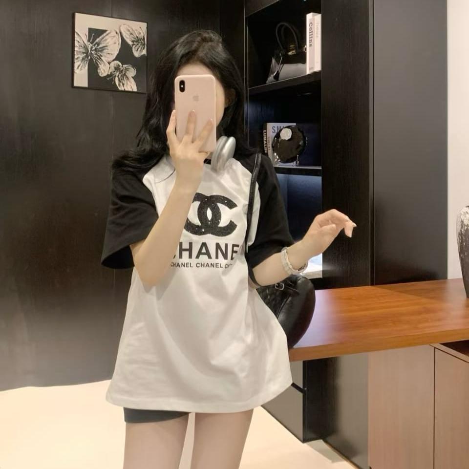 Chanel White Black Oversized T-shirt
