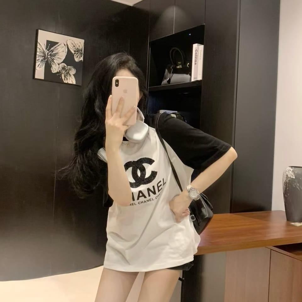 Chanel White Black Oversized T-shirt