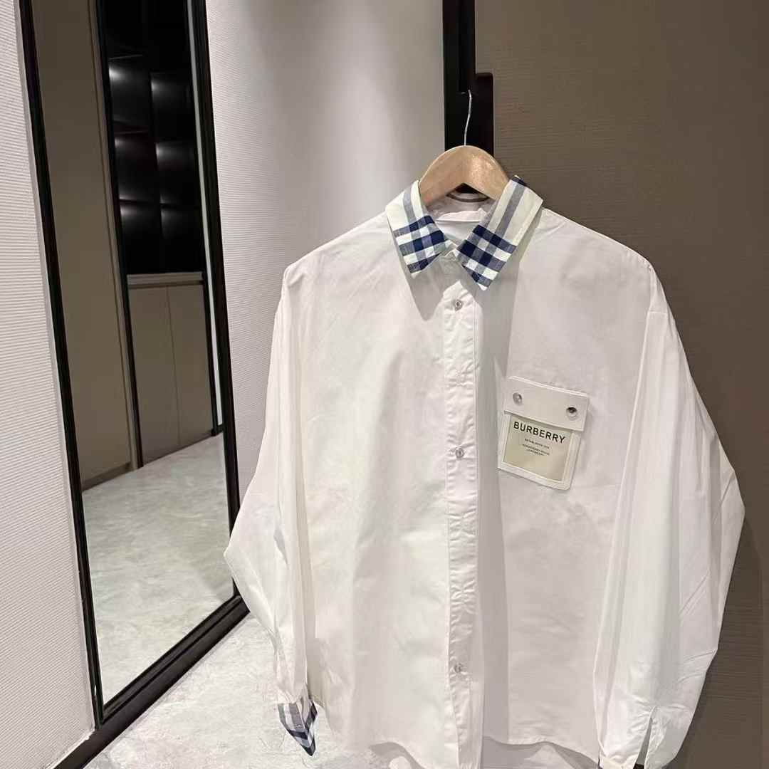 WhatsApp Image 2025-02-16 at 10.04.41 PM (3) Burberry White Blue Signature Shirt For Women