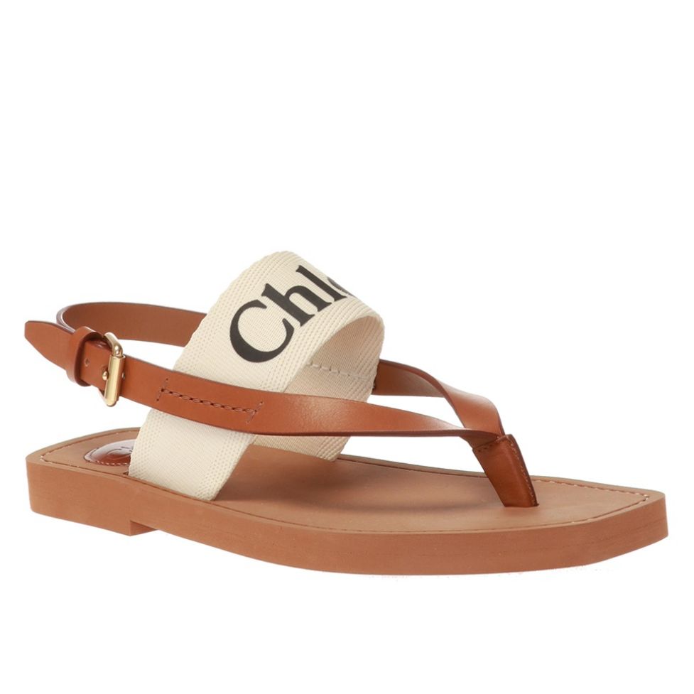 Chloe Woody Beige Thong Sandal  For Women