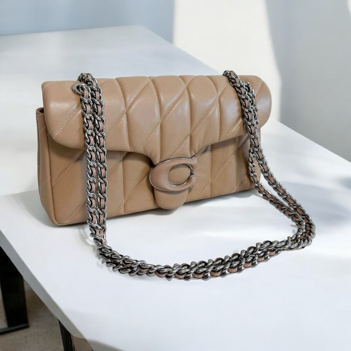 WhatsApp Image 2025-02-20 at 6.13.23 PM Coach Tabby 26 Apricot Quilted Sling Bag (With Box)