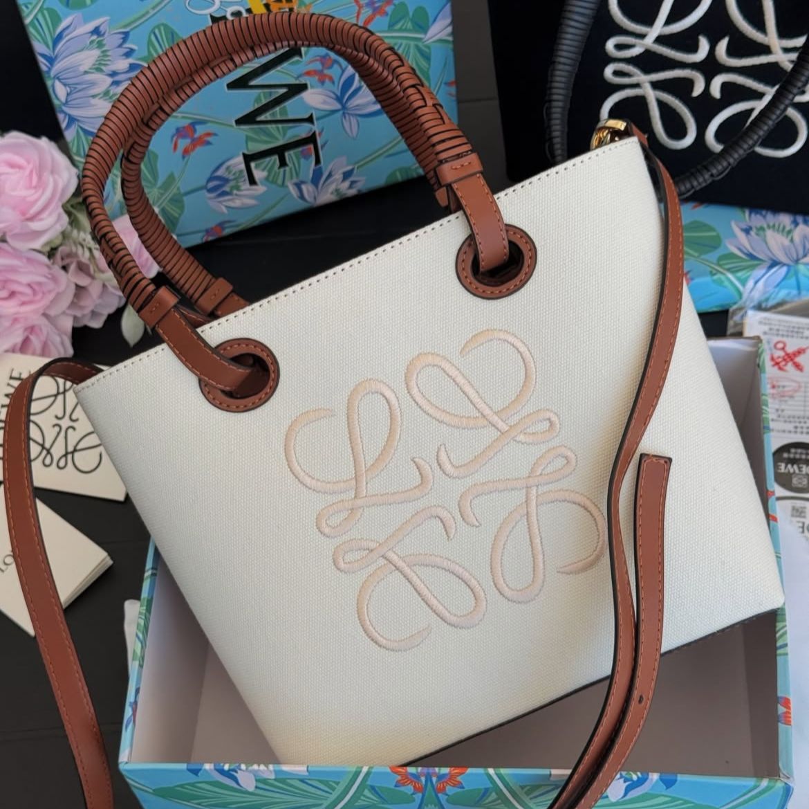 Loewe Anagram White Mini Tote Bag (With Box)