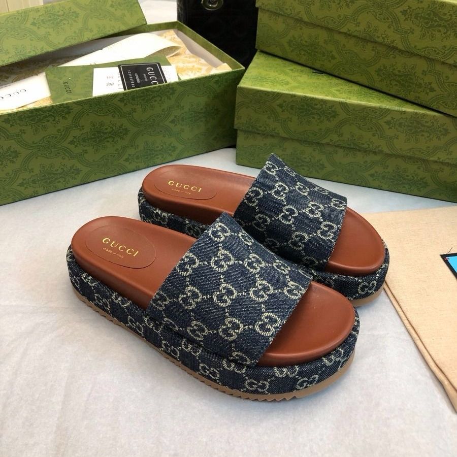 Gucci GG Canvas Denim Slide Sandle