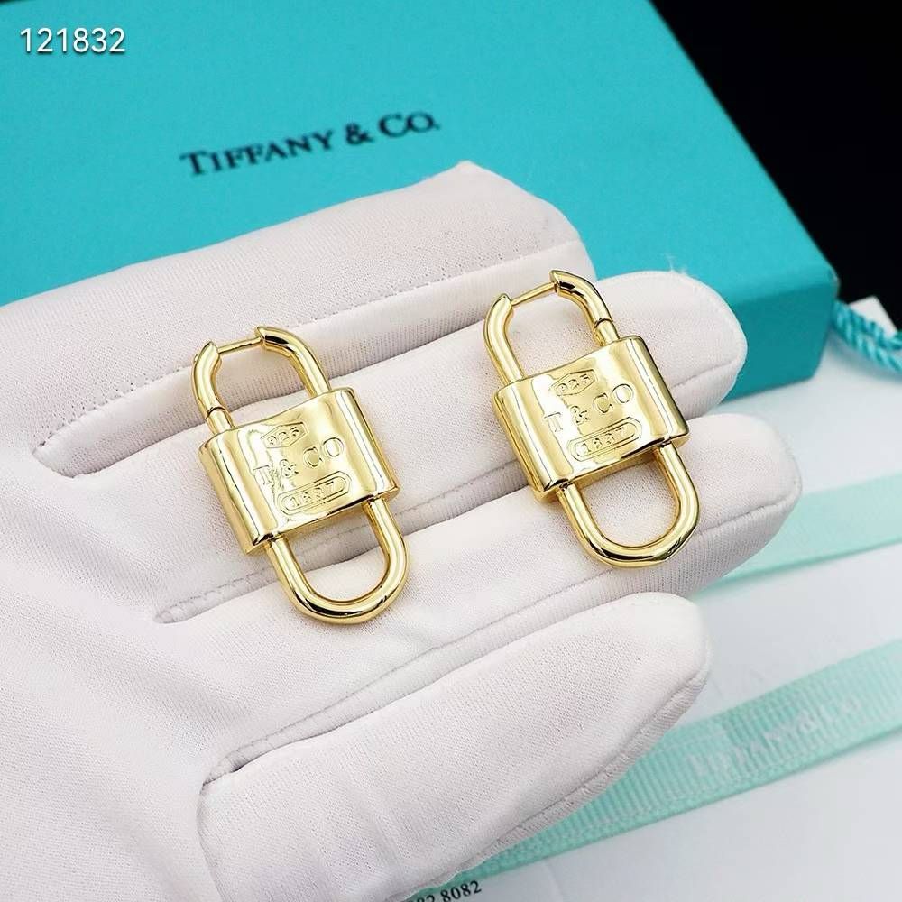 Tiffany & Co Golden Double Lock Earring