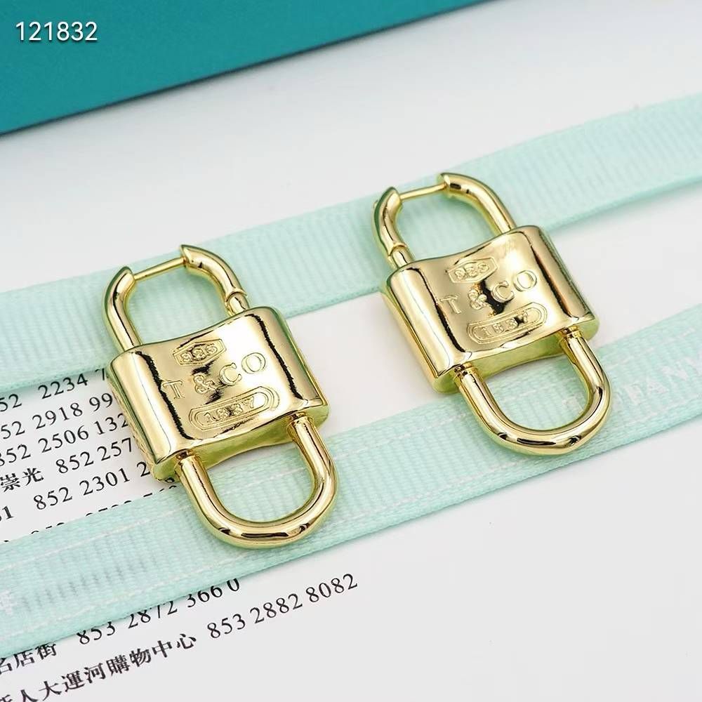 Tiffany & Co Golden Double Lock Earring