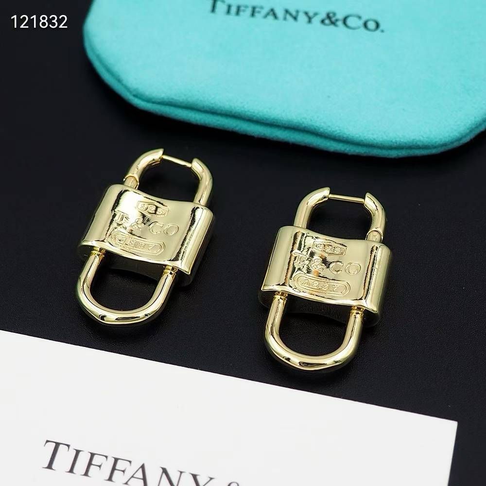 Tiffany & Co Golden Double Lock Earring