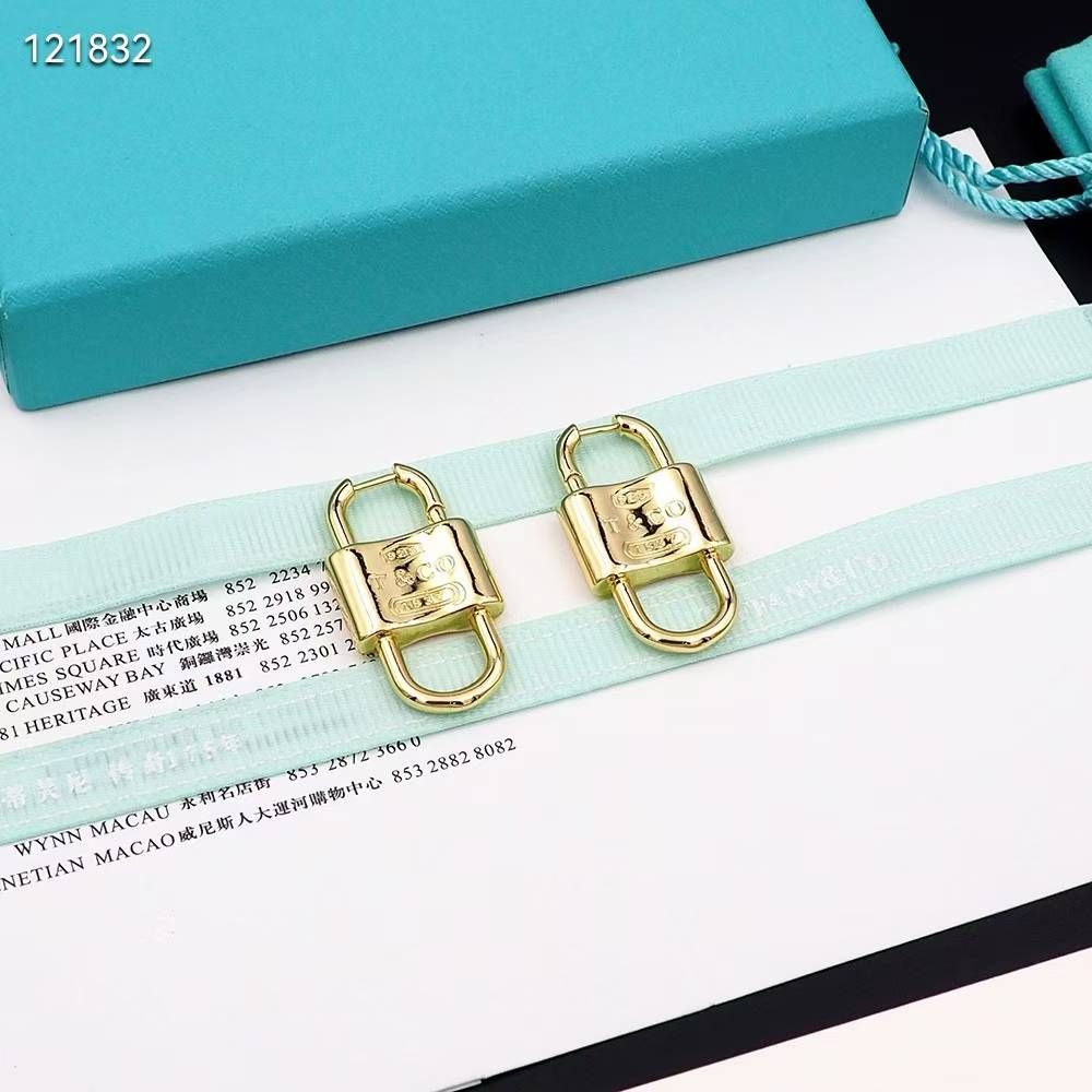 Tiffany & Co Golden Double Lock Earring