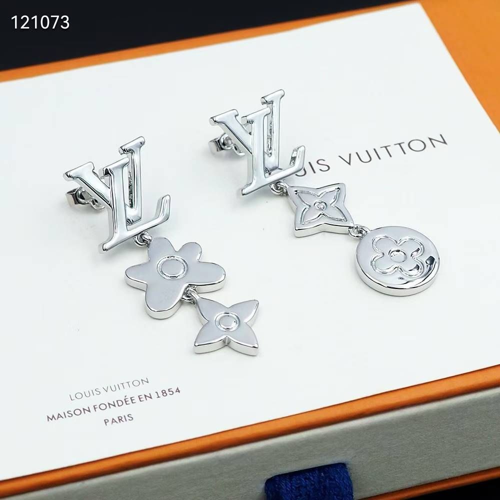 Louis Vuitton Monogram Row Silver Earring