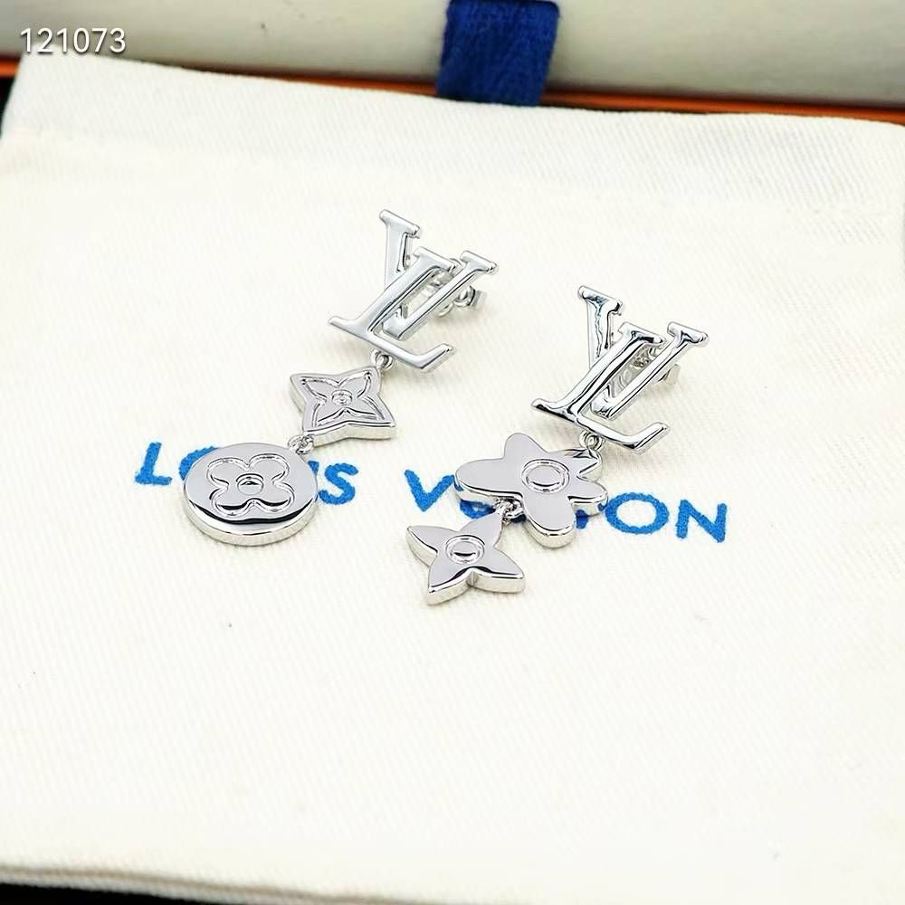 Louis Vuitton Monogram Row Silver Earring