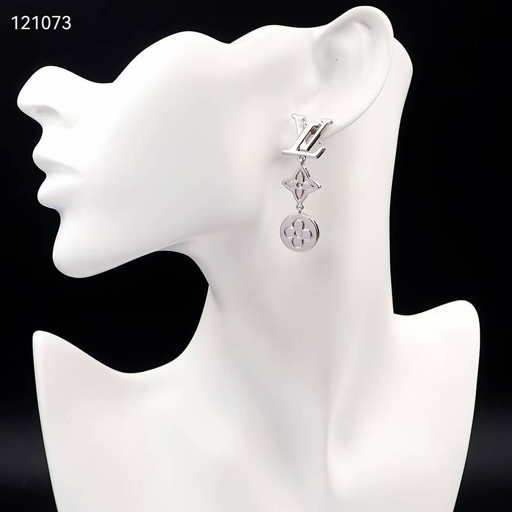 Louis Vuitton Monogram Row Silver Earring