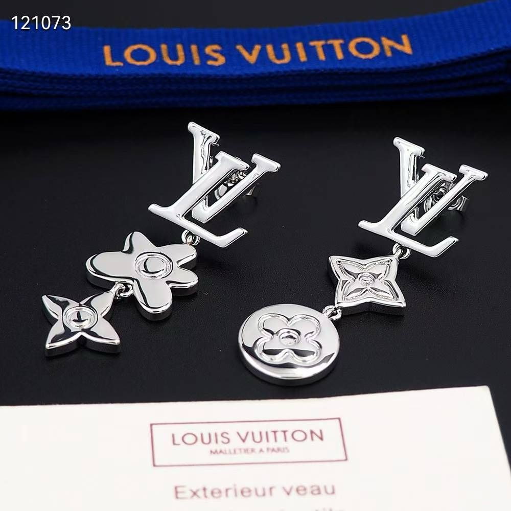 Louis Vuitton Monogram Row Silver Earring