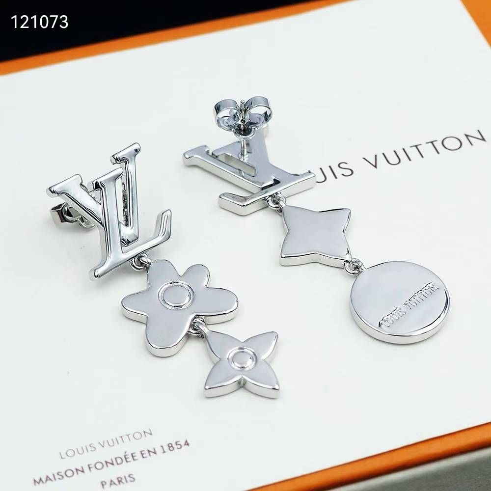 Louis Vuitton Monogram Row Silver Earring