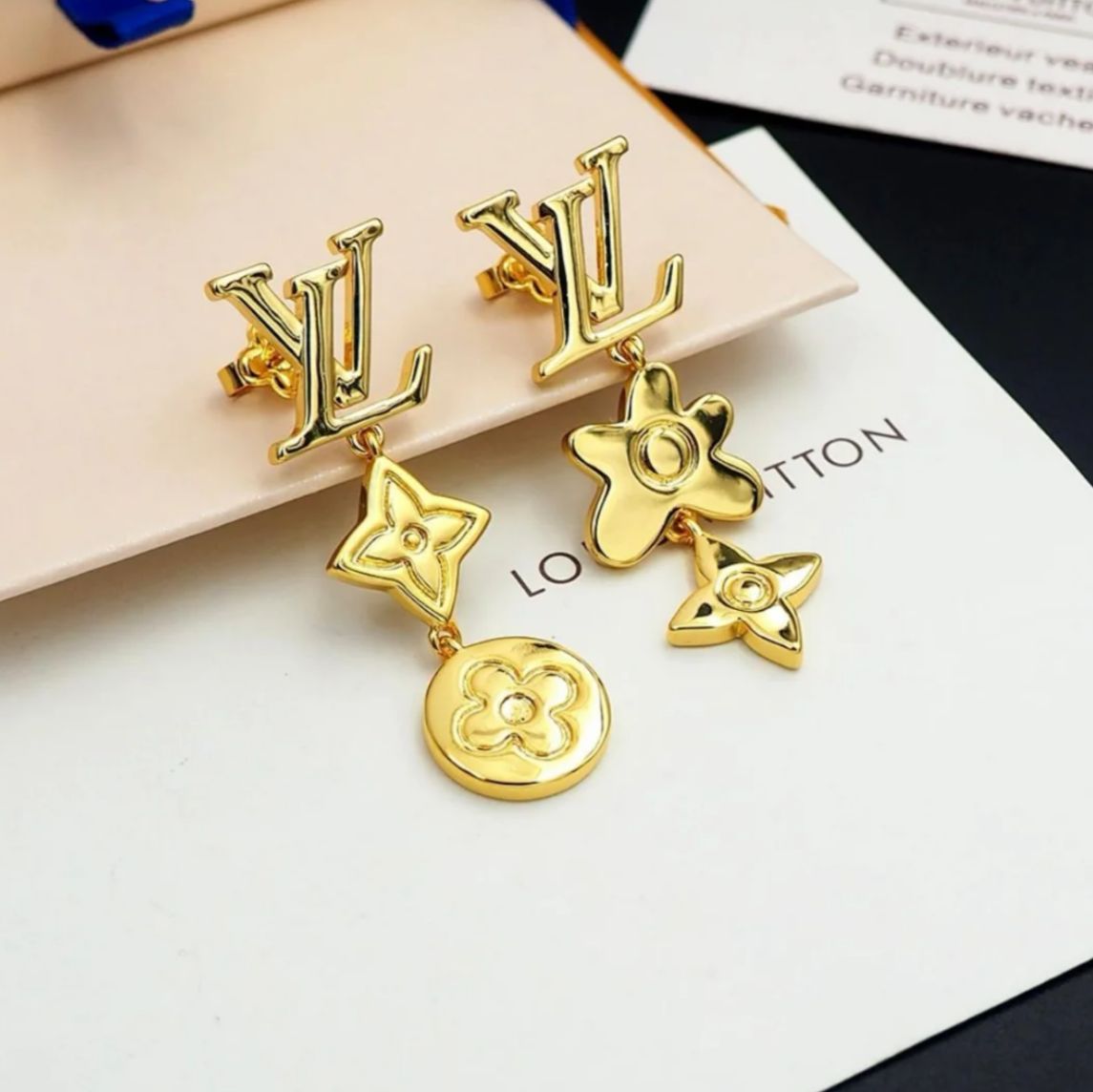 Louis Vuitton Monogram Row Golden Earring