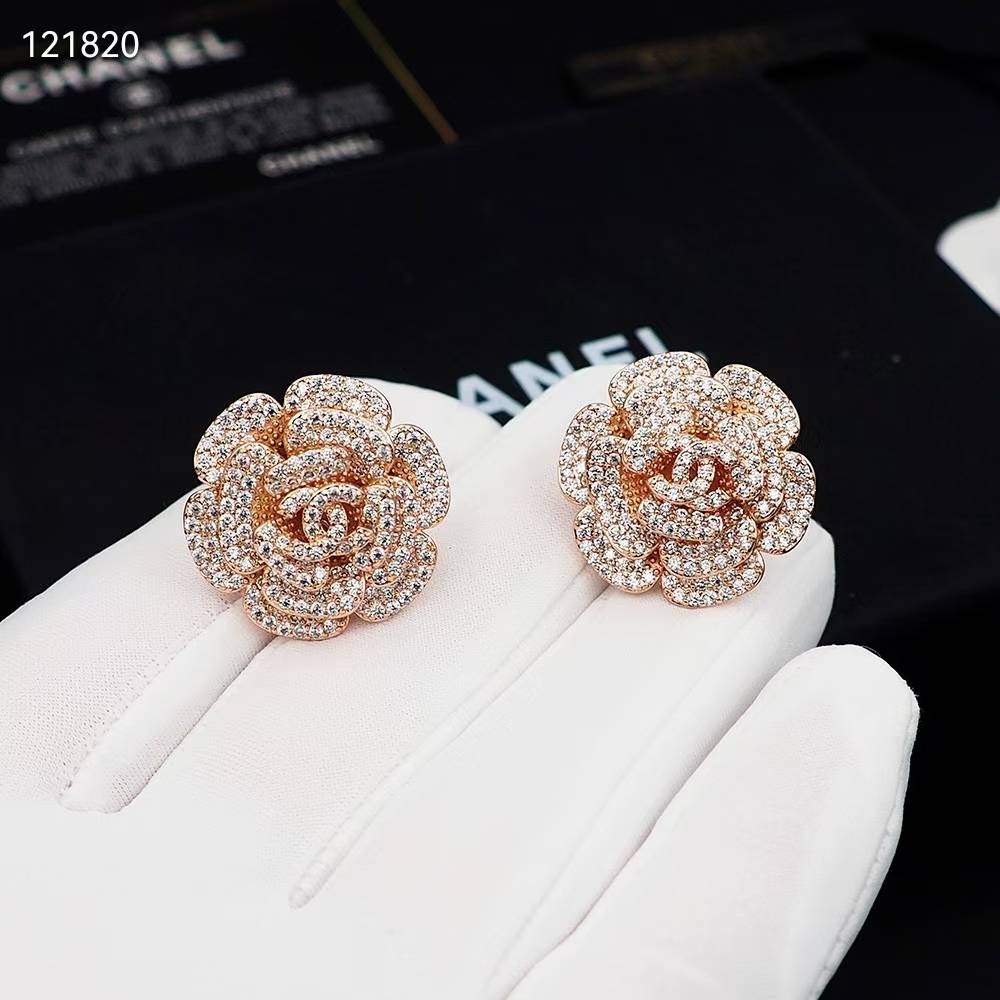 Chanel Flower Rose Gold Earring