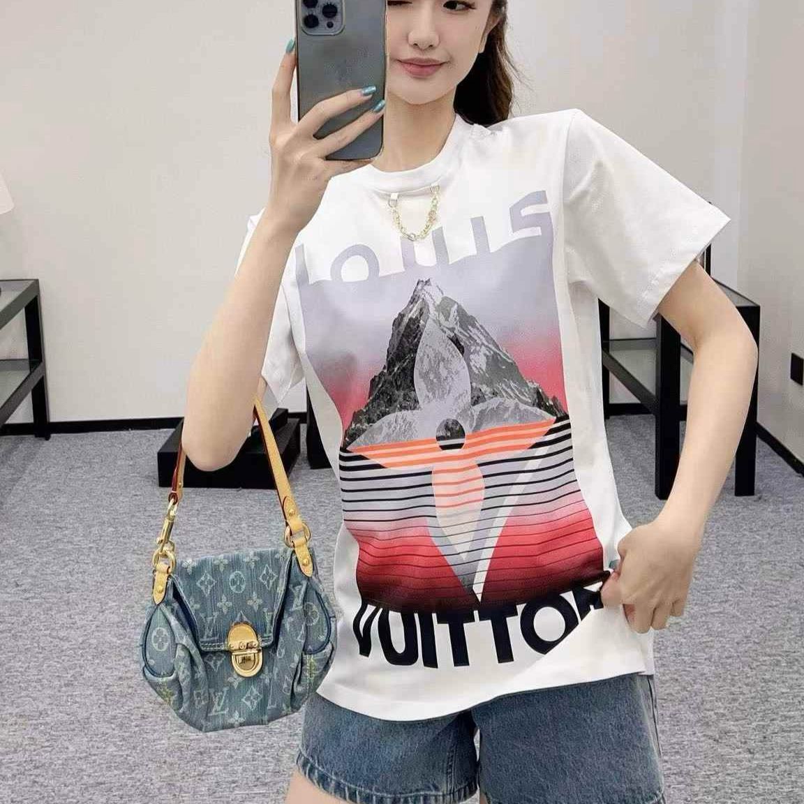 LV Flower Mountain White Oversized T-shirt