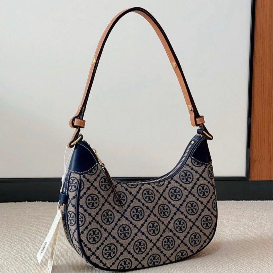 Tory Burch Crescent Blue Hobo Bag (With Box)