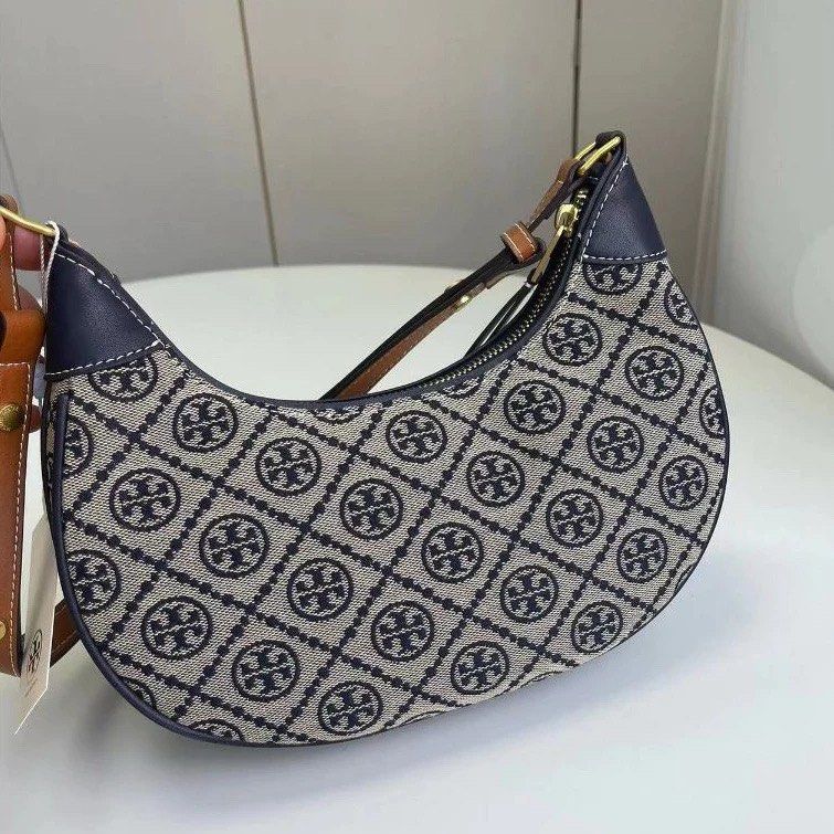 Tory Burch Crescent Blue Hobo Bag (With Box)
